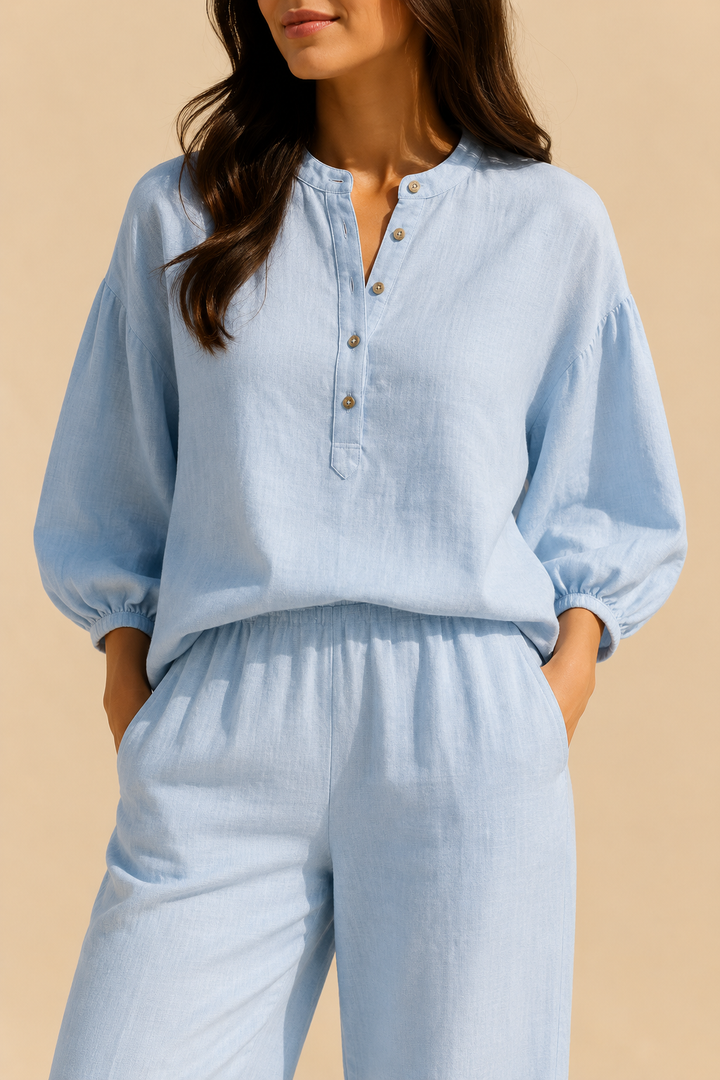 Ansa | Conjunto fluido com blusa de manga balão