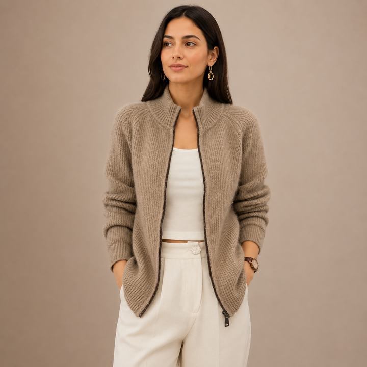 Celine™|Pure Wool Zipper Cardigan