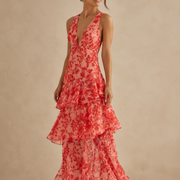 Domenica | Chiffon-mekko V-kaula-aukolla