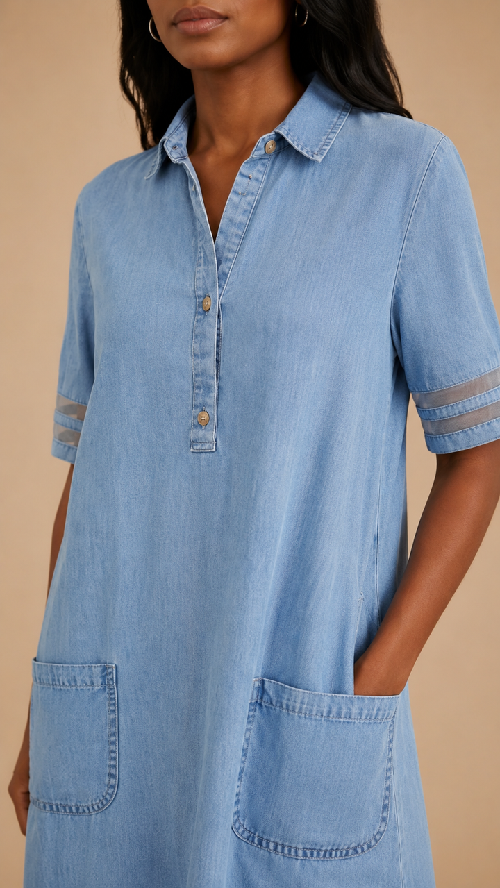 Brittany | Muotoa imarteleva denim-mekko