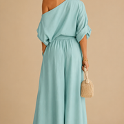 Lisa | Off-shoulder-toppi ja istuvat housut