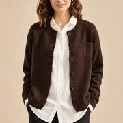 Women’s Knitted Cardigan with Round Neck and Button Front