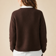 Women’s Knitted Cardigan with Round Neck and Button Front