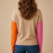 Women’s Knit Sweater with High Collar and Ribbed Cuffs