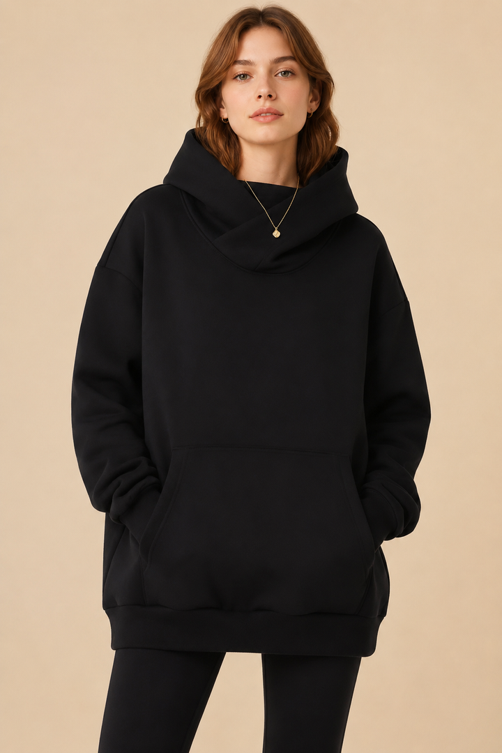Women’s Hoodie with High Neck and Wide Hood