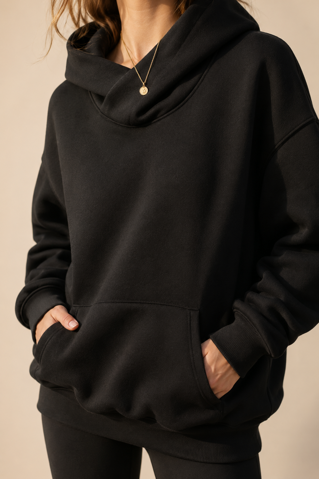 Women’s Hoodie with High Neck and Wide Hood