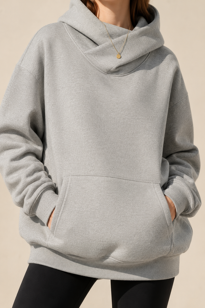 Women’s Hoodie with High Neck and Wide Hood