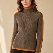 Women’s Turtleneck Jumper with Ribbed Knit and Trim