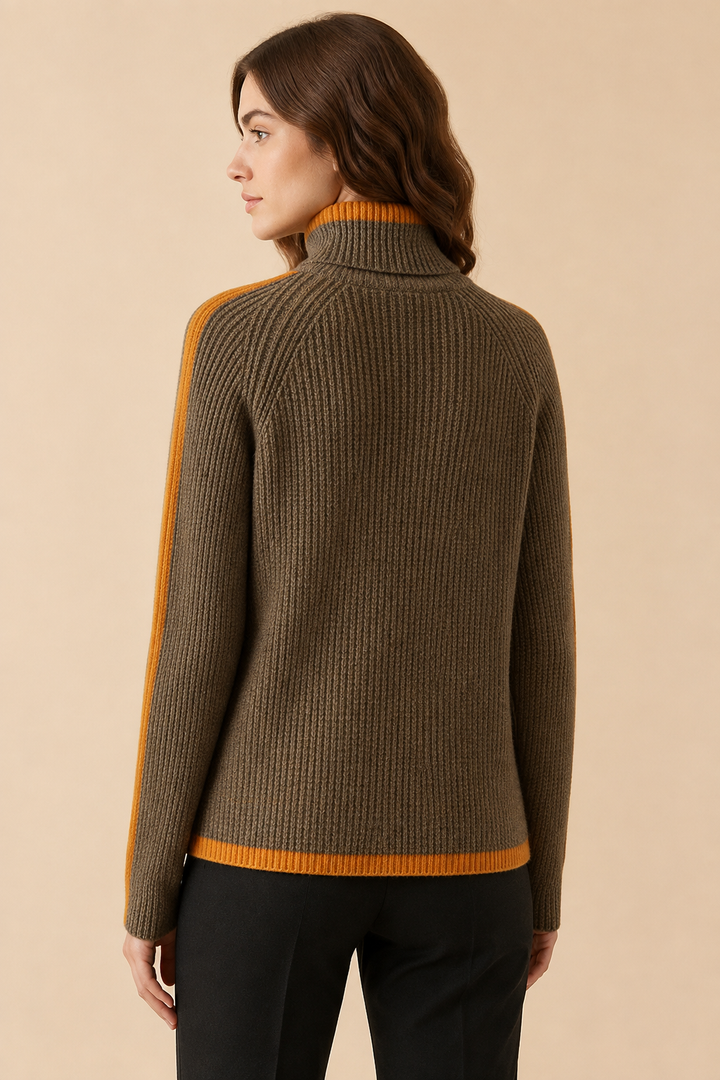 Women’s Turtleneck Jumper with Ribbed Knit and Trim