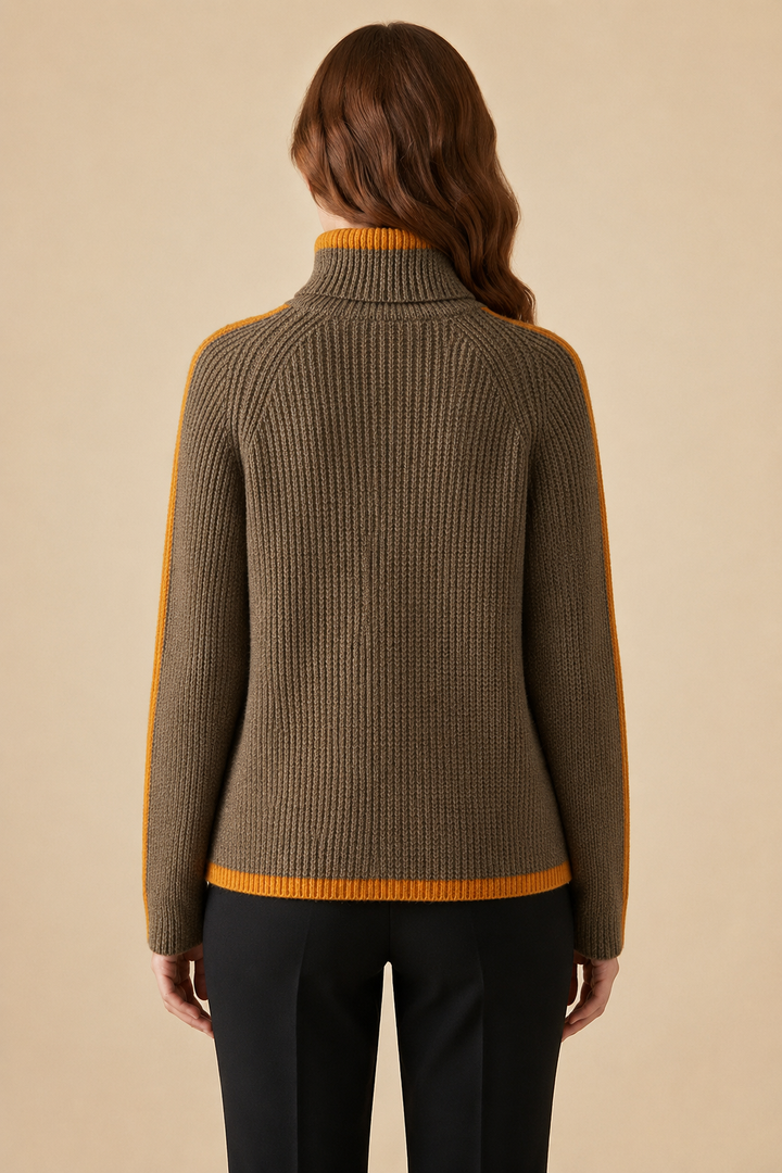 Women’s Turtleneck Jumper with Ribbed Knit and Trim