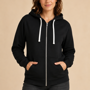 Women’s Zip Hoodie with Drawstring Hood and Front Pockets