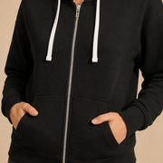 Women’s Zip Hoodie with Drawstring Hood and Front Pockets