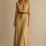 Maxikleid Reverskragen Langarm