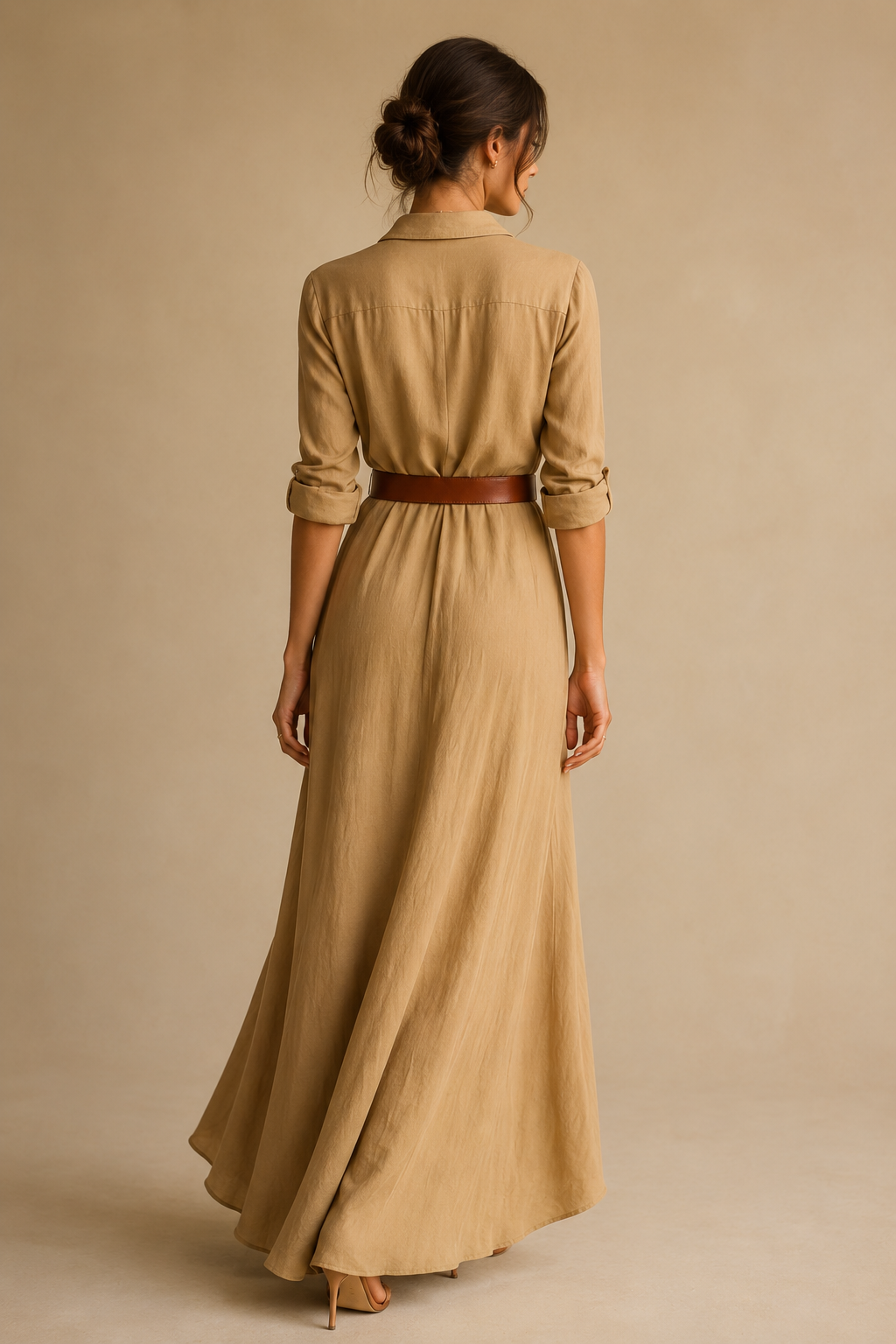 Maxikleid Reverskragen Langarm