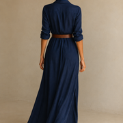 Maxikleid Reverskragen Langarm