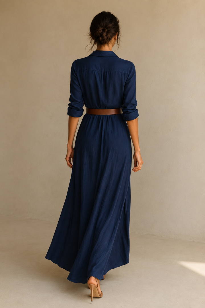 Maxikleid Reverskragen Langarm