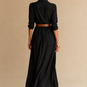 Maxikleid Reverskragen Langarm