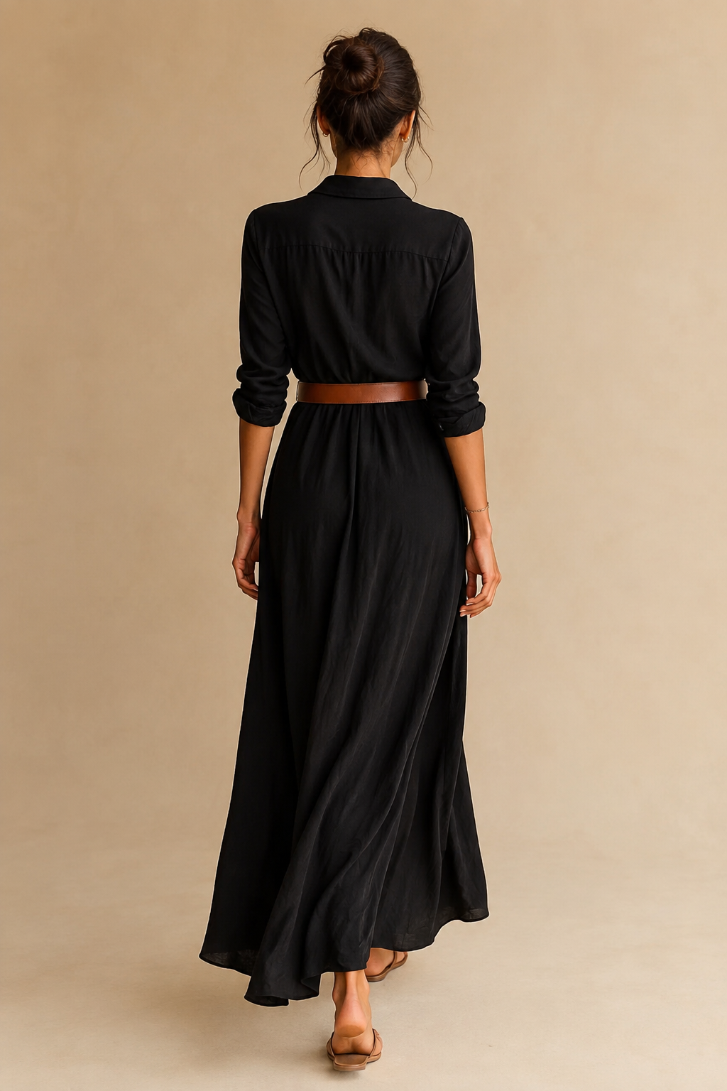 Maxikleid Reverskragen Langarm