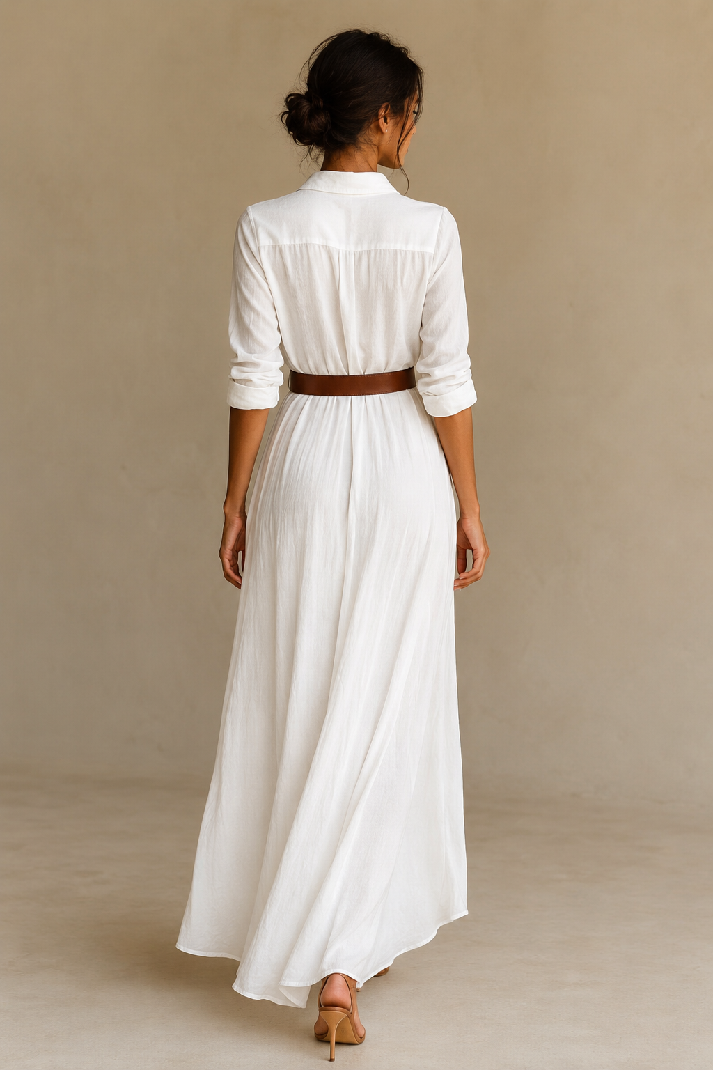 Maxikleid Reverskragen Langarm