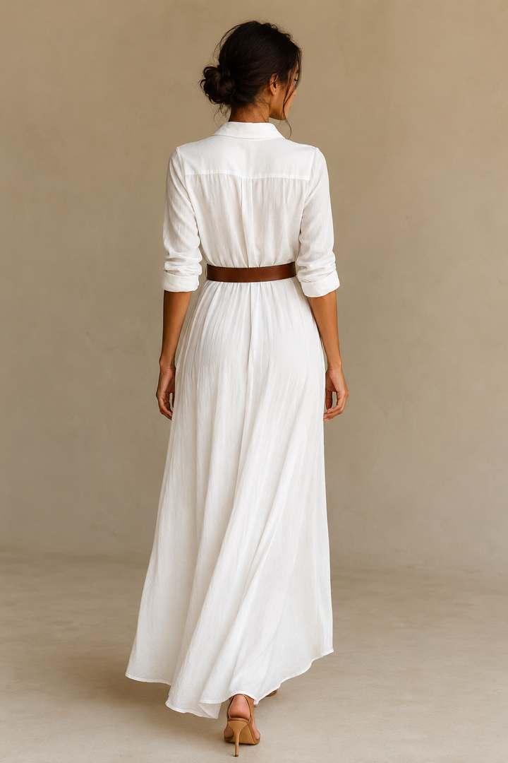 Maxikleid Reverskragen Langarm