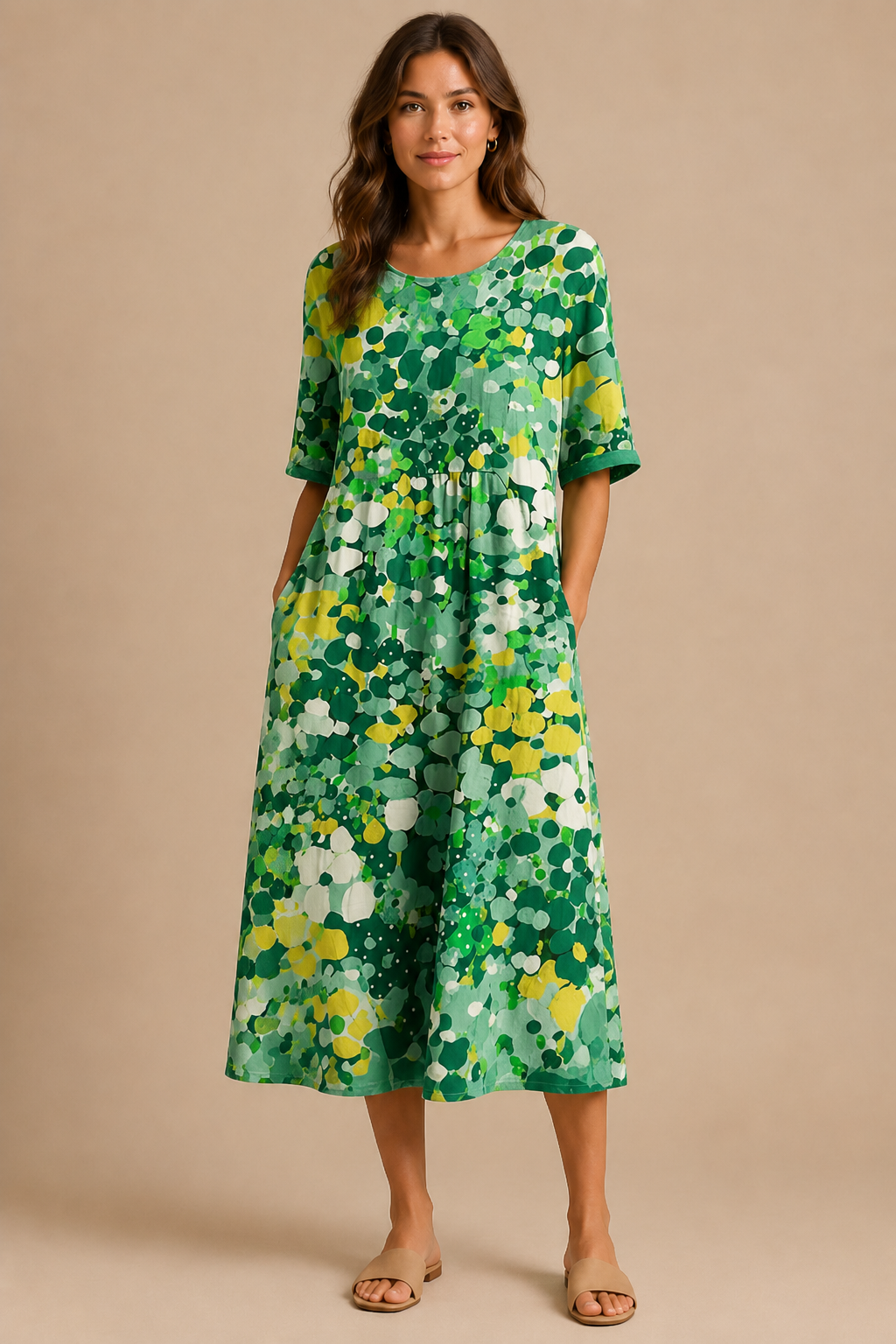 Flora | Pehmeä kukkainen midi-mekko
