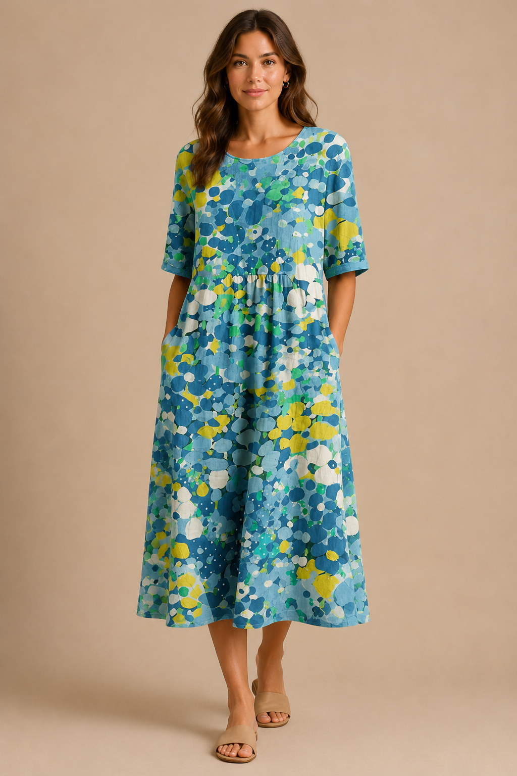 Flora | Pehmeä kukkainen midi-mekko