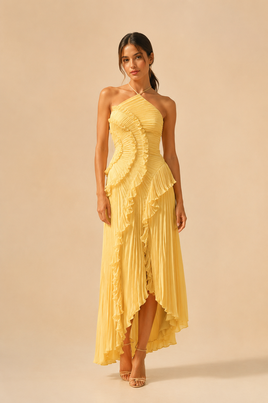 Eveliina | Vestido plissado com folhos