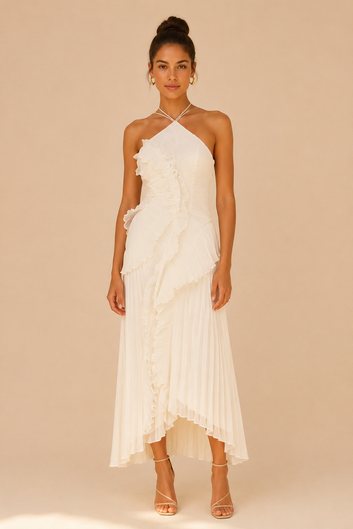 Eveliina | Vestido plissado com folhos