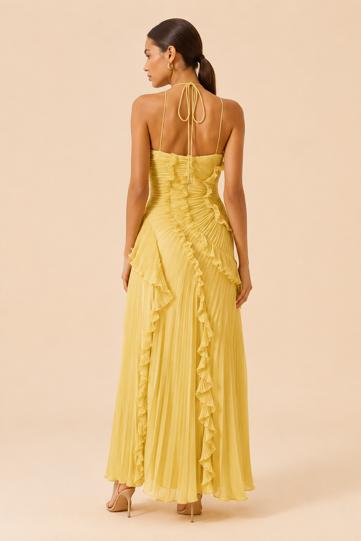 Eveliina | Vestido plissado com folhos