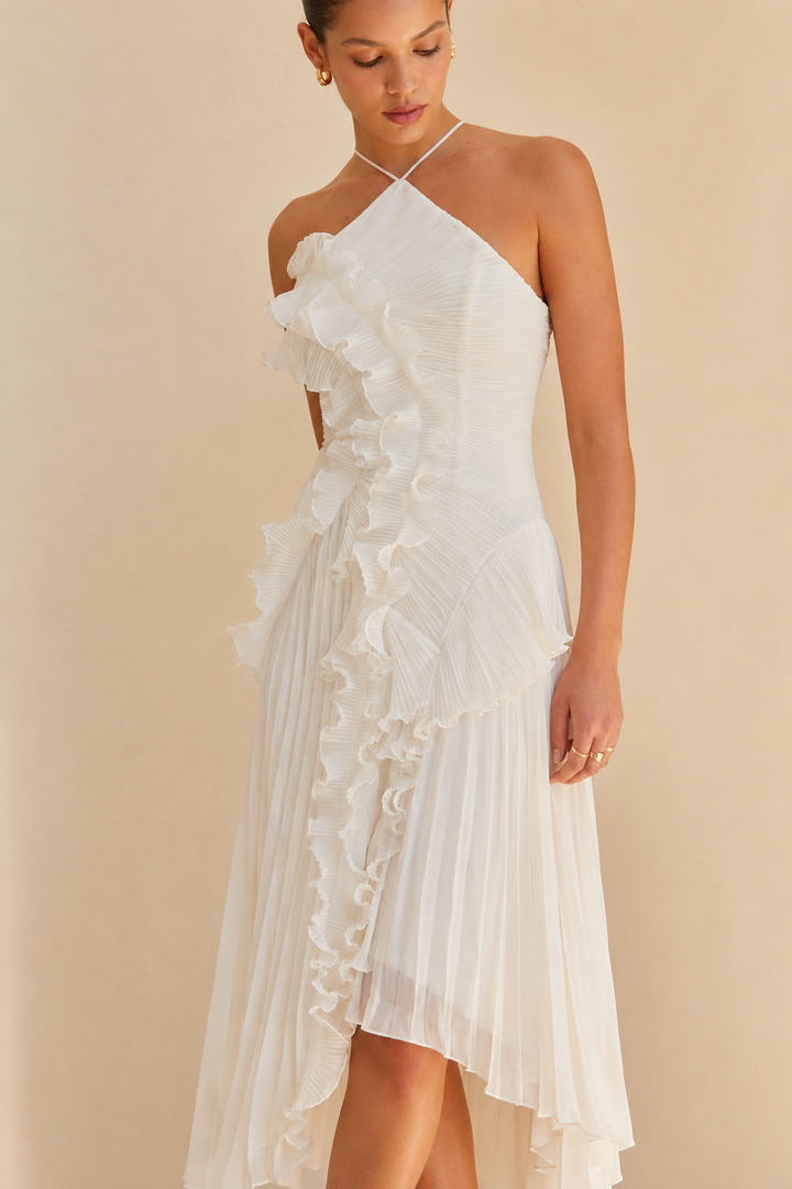 Eveliina | Vestido plissado com folhos