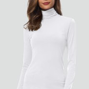 Women’s Turtleneck Sweater with Long Sleeves and Plain Surface