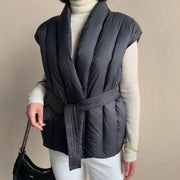Cherry Soft Belted Wrap Puffer Vest