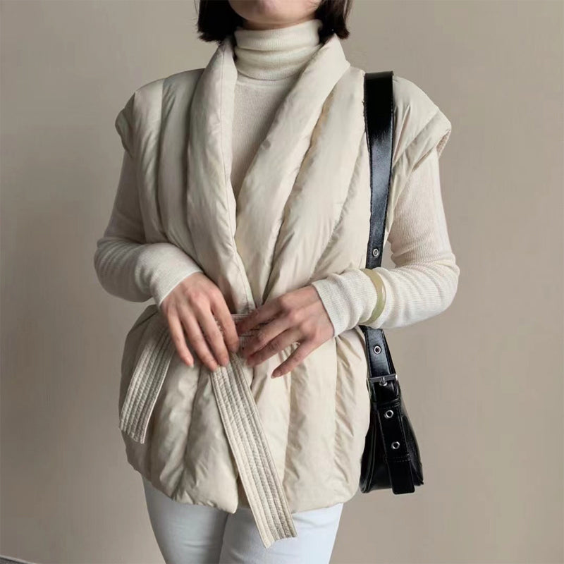 Cherry Soft Belted Wrap Puffer Vest