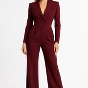 ZAAN Original | Luxe Blazer Jumpsuit with V-Neck and Wide-leg Fit