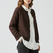 Women’s Knitted Cardigan with Round Neck and Button Front