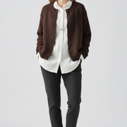 Women’s Knitted Cardigan with Round Neck and Button Front