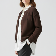 Women’s Knitted Cardigan with Round Neck and Button Front