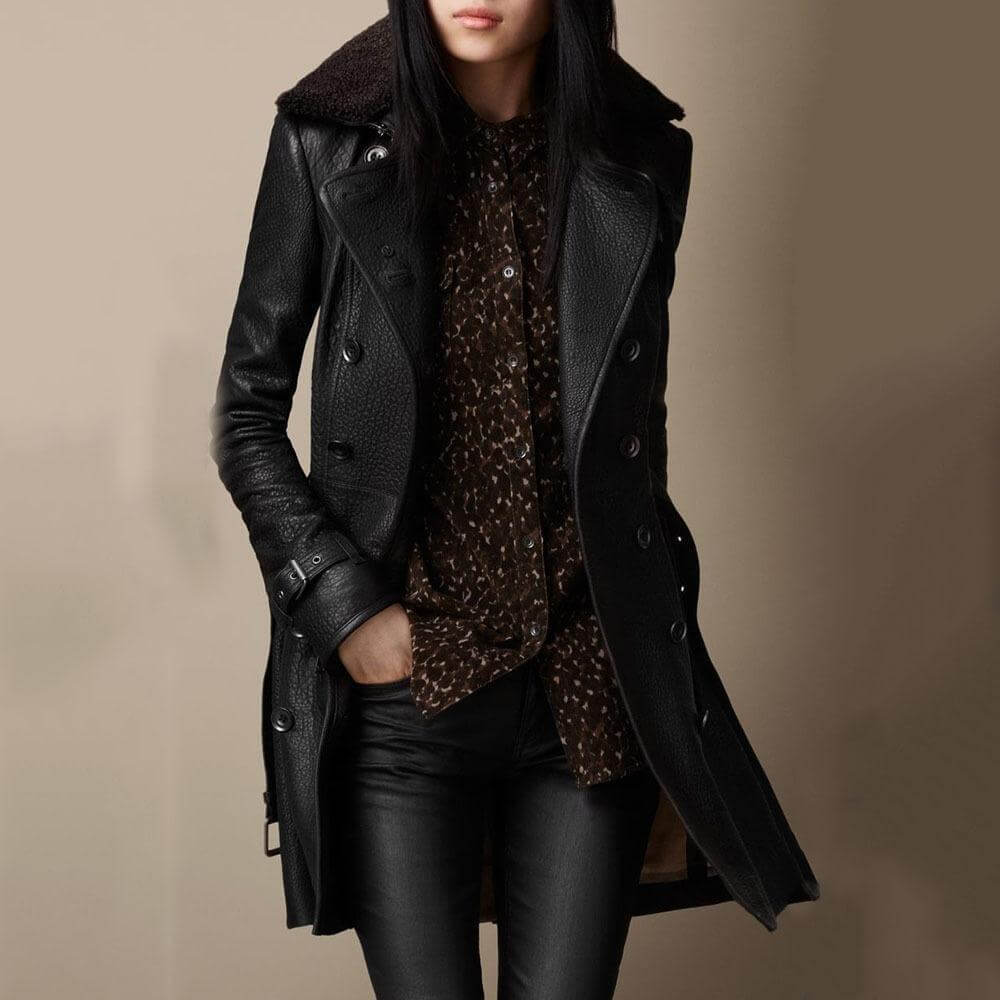 Three-Quarter Length Leather Coat