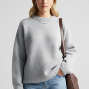 Women’s Knitted Sweater with Round Neckline and Dropped Shoulders