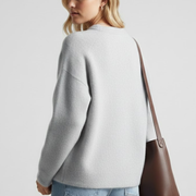 Women’s Knitted Sweater with Round Neckline and Dropped Shoulders