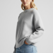 Women’s Knitted Sweater with Round Neckline and Dropped Shoulders
