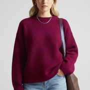 Women’s Knitted Sweater with Round Neckline and Dropped Shoulders