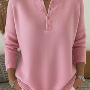 Helena | Henley Button-Up Knit Sweater