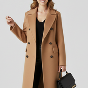 Women Coat with Lapel Collar and Button Closure