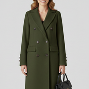 Women Coat with Lapel Collar and Button Closure