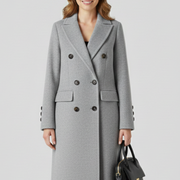 Women Coat with Lapel Collar and Button Closure