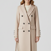 Women Coat with Lapel Collar and Button Closure