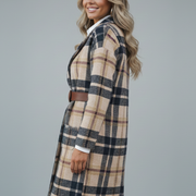 Women Long Coat with Button Closure and Pockets