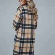 Women Long Coat with Button Closure and Pockets
