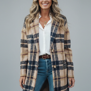 Women Long Coat with Button Closure and Pockets